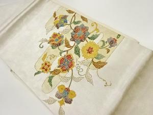 箔置きヱ霞に花唐草模様名古屋帯